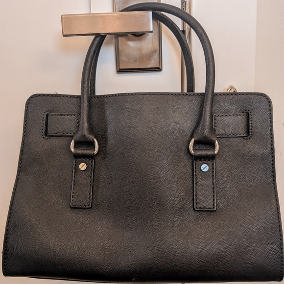 Hamilton Saffiano Leather East West Satchel Black/Silver - Picture 5 of 8